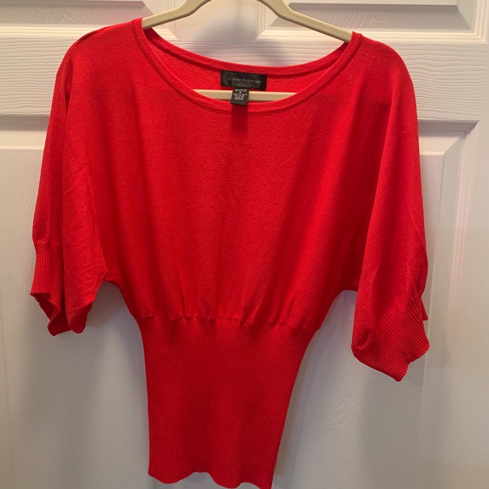 cable & gauge Red Knit Top
